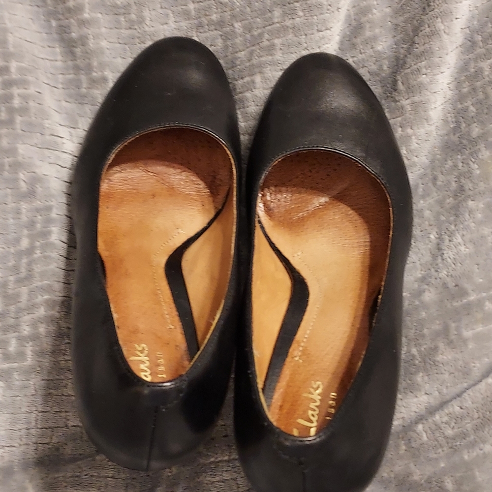 Clarks Artisan Brierdolly Platform Pump Black Leather Heels 8 Neutral - Picture 5 of 11